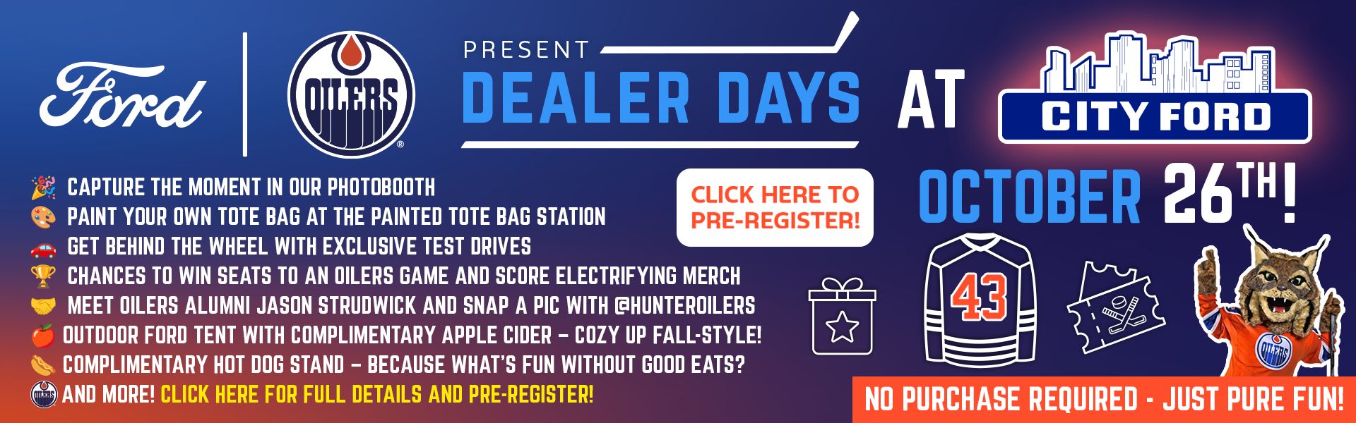 Ford and Oilers Dealer Days at City Ford October 26th!